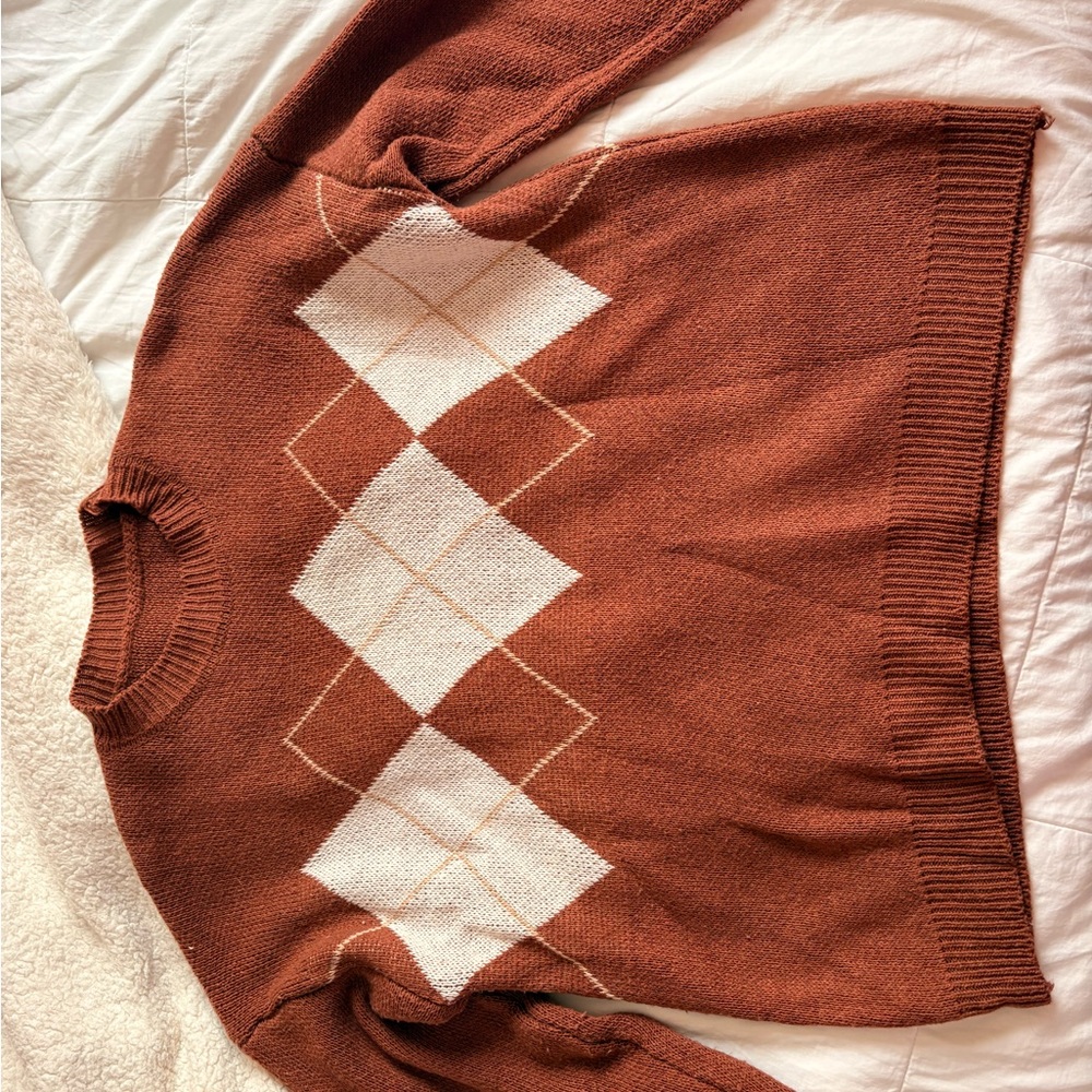 Rust Argyle Sweater